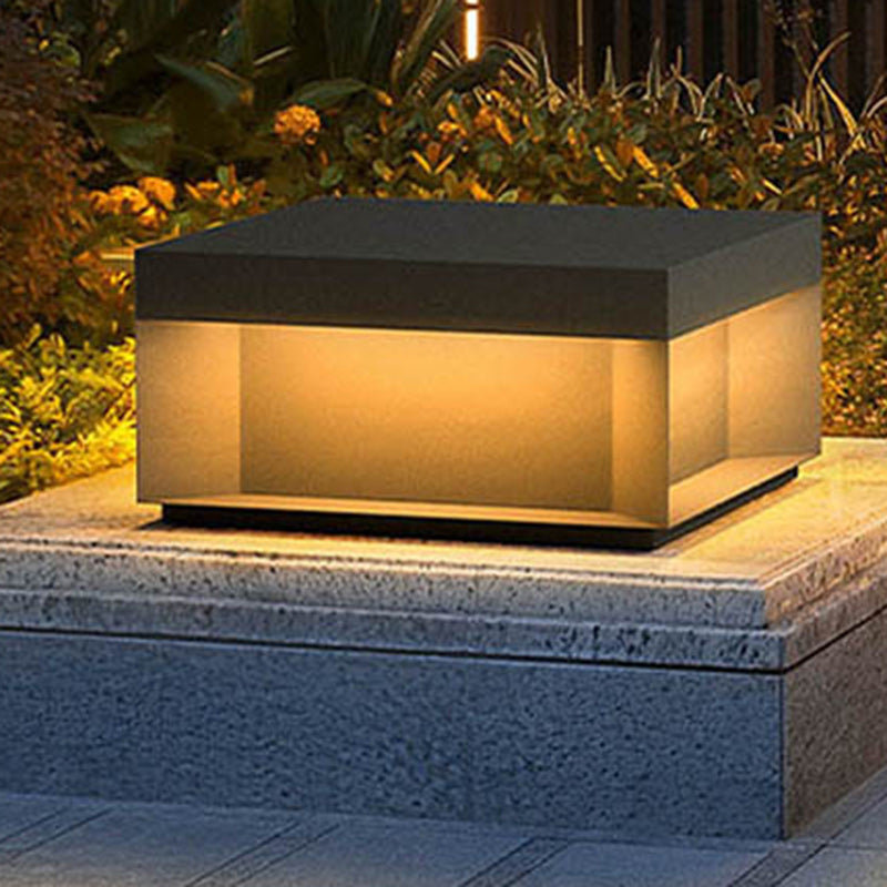 Contemporary Stainless Steel & Frosted Glass Square LED