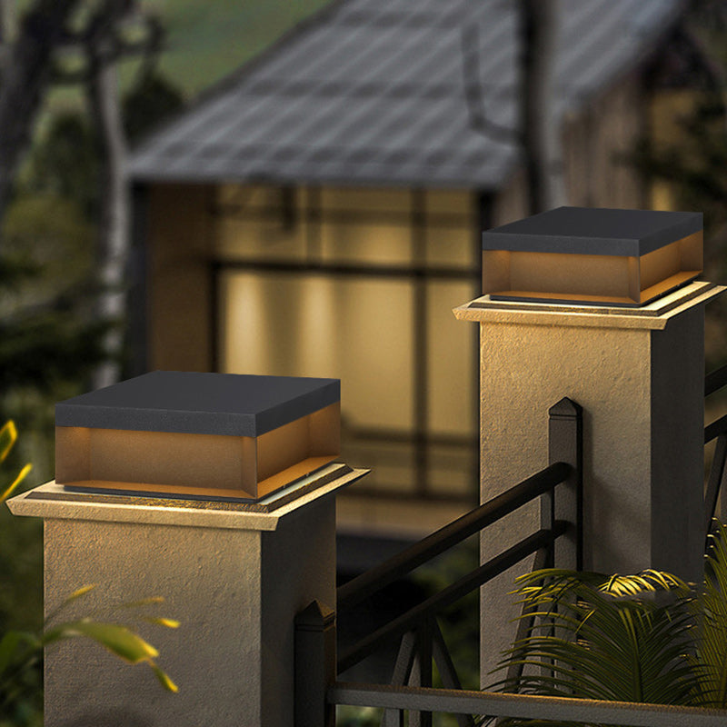 Contemporary Stainless Steel & Frosted Glass Square LED
