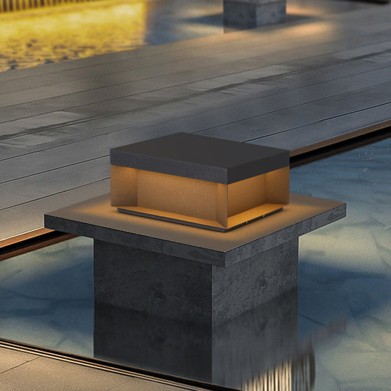 Contemporary Stainless Steel & Frosted Glass Square LED