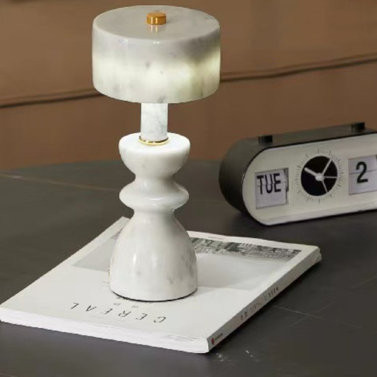 Premium Minimalist Aluminum and Marble LED USB Table Lamp