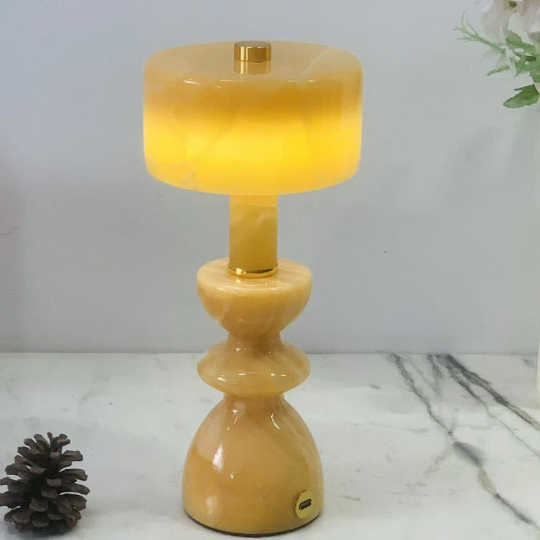 Premium Minimalist Aluminum and Marble LED USB Table Lamp