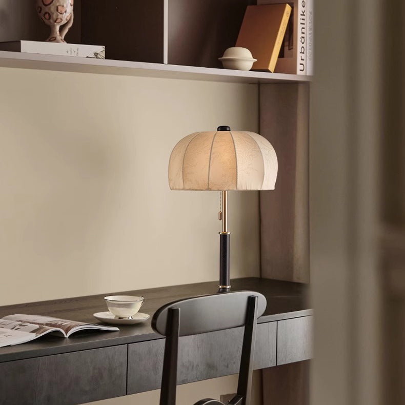 Elegant French Dome Wood and Iron 1-Light Table Lamp for Living Room