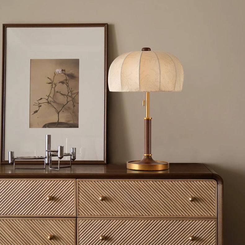 Elegant French Dome Wood and Iron 1-Light Table Lamp for Living Room
