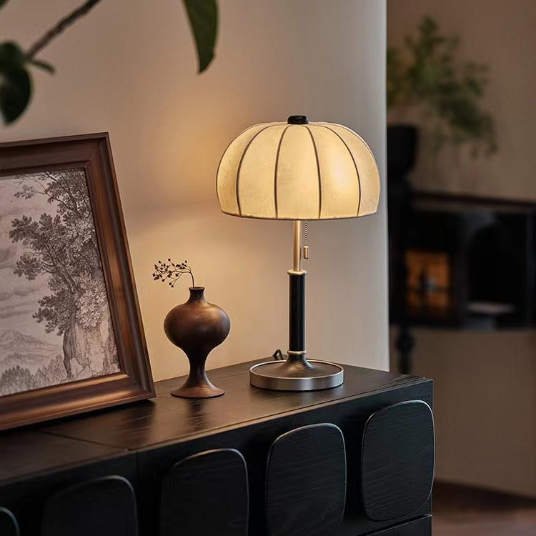 Elegant French Dome Wood and Iron 1-Light Table Lamp for Living Room