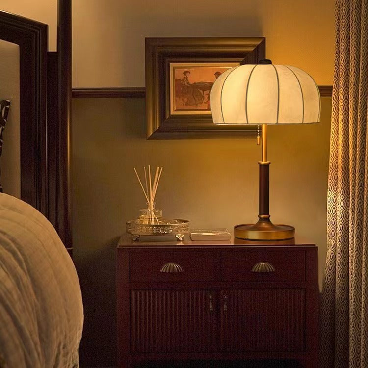 Elegant French Dome Wood and Iron 1-Light Table Lamp for Living Room