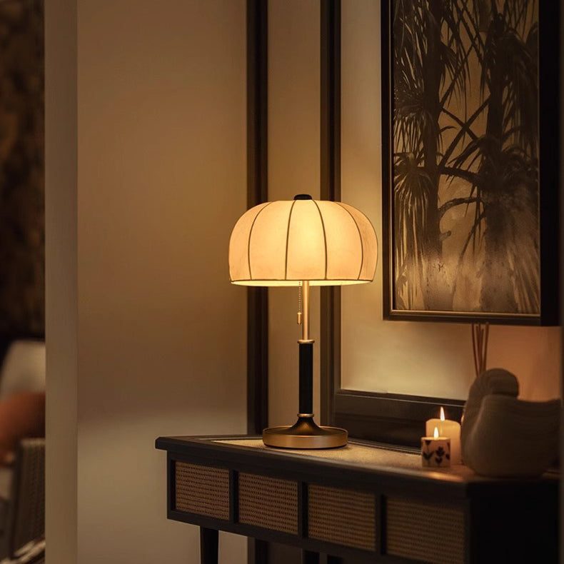 Elegant French Dome Wood and Iron 1-Light Table Lamp for Living Room