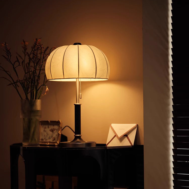 Elegant French Dome Wood and Iron 1-Light Table Lamp for Living Room