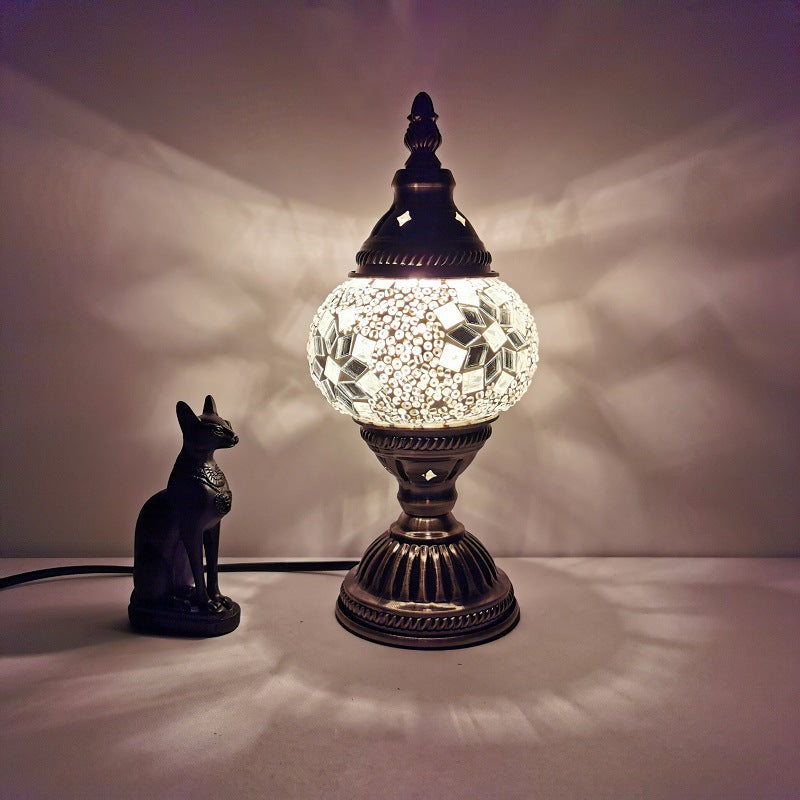 Premium Tiffany Oval Glass 1-Light Table Lamp for Living Room