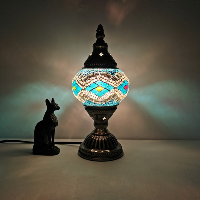 Premium Tiffany Oval Glass 1-Light Table Lamp for Living Room