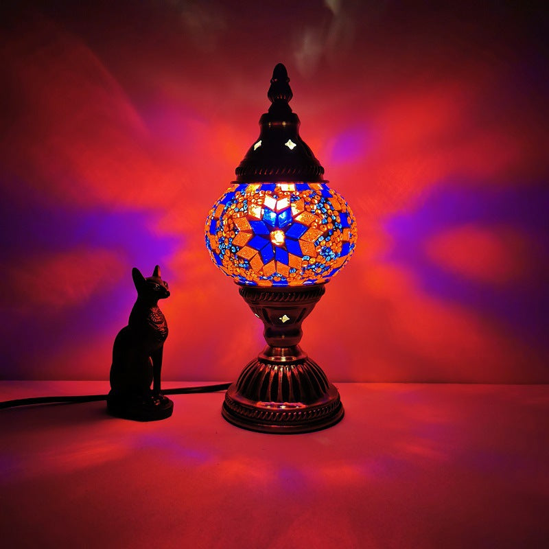 Premium Tiffany Oval Glass 1-Light Table Lamp for Living Room