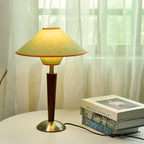Scandinavian White Wax Wood Flying Saucer Table Lamp - 1-Light Design for Bedroom