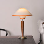 Scandinavian White Wax Wood Flying Saucer Table Lamp - 1-Light Design for Bedroom
