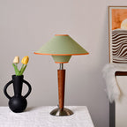 Scandinavian White Wax Wood Flying Saucer Table Lamp - 1-Light Design for Bedroom