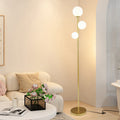 Modern Round Acrylic and Iron 3-Light Floor Lamp for Bedroom