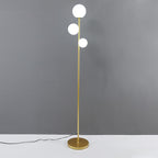 Modern Round Acrylic and Iron 3-Light Floor Lamp for Bedroom