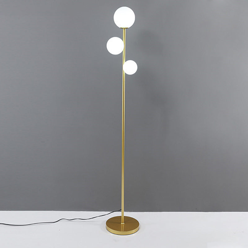Modern Round Acrylic and Iron 3-Light Floor Lamp for Bedroom