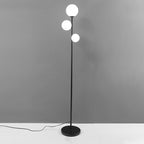 Modern Round Acrylic and Iron 3-Light Floor Lamp for Bedroom
