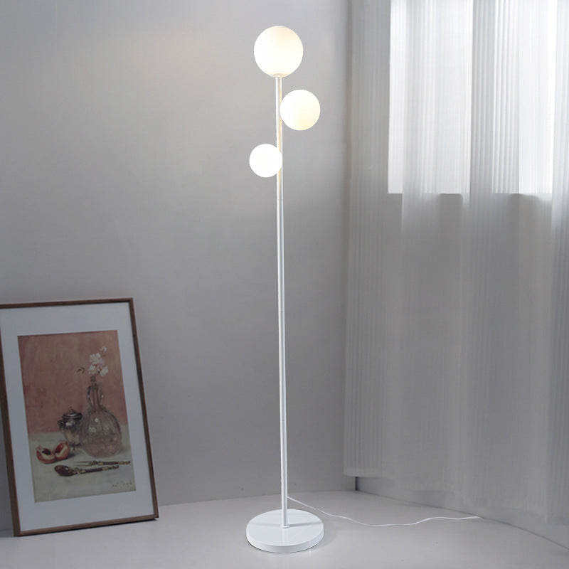Modern Round Acrylic and Iron 3-Light Floor Lamp for Bedroom