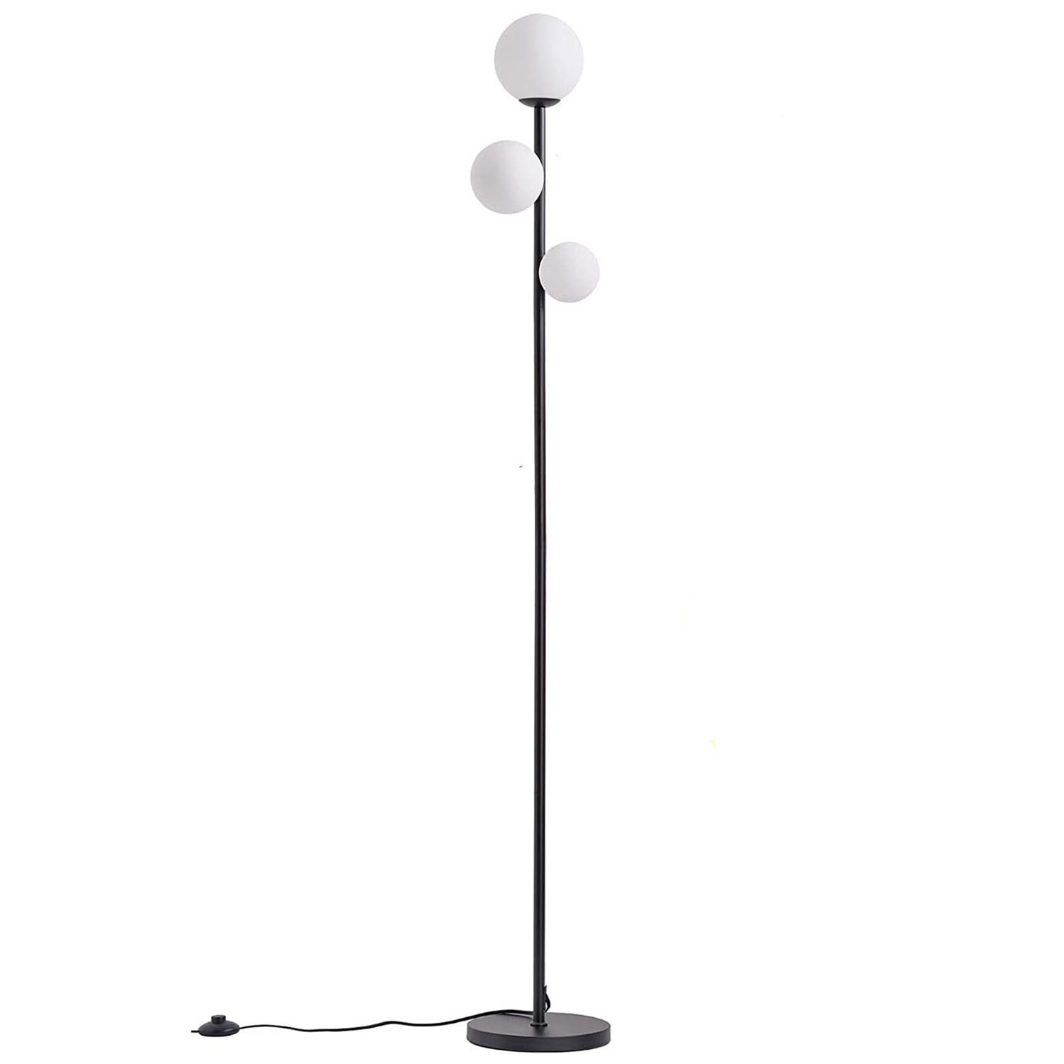 Modern Round Acrylic and Iron 3-Light Floor Lamp for Bedroom