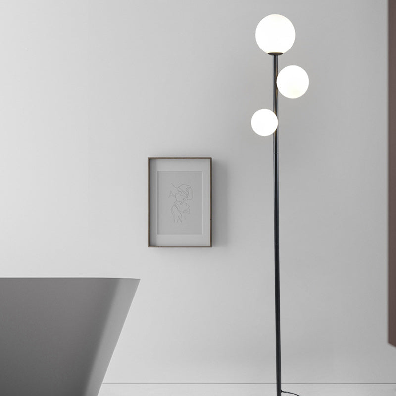 Modern Round Acrylic and Iron 3-Light Floor Lamp for Bedroom