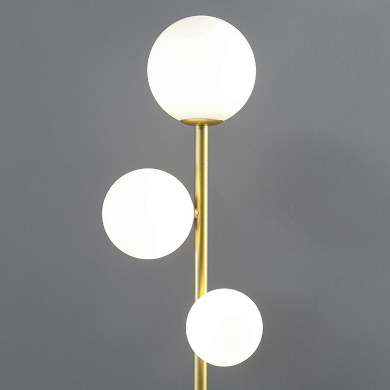 Modern Round Acrylic and Iron 3-Light Floor Lamp for Bedroom