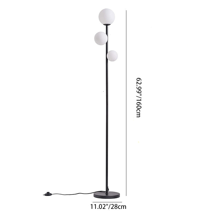Modern Round Acrylic and Iron 3-Light Floor Lamp for Bedroom