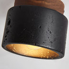 Japanese-Inspired Black Travertine 1-Light Semi-Flush Mount Ceiling Light for Hallway