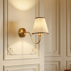 Nordic Round Curved Iron Wall Sconce with Fabric Shade