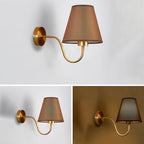 Nordic Round Curved Iron Wall Sconce with Fabric Shade