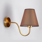 Nordic Round Curved Iron Wall Sconce with Fabric Shade