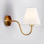 Nordic Round Curved Iron Wall Sconce with Fabric Shade