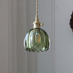 Nordic Round Glass Pendant Light with Brass Accent - 1-Light for Living Room