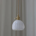 Nordic Round Glass Pendant Light with Brass Accent - 1-Light for Living Room