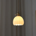 Nordic Round Glass Pendant Light with Brass Accent - 1-Light for Living Room