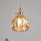 Nordic Round Glass Pendant Light with Brass Accent - 1-Light for Living Room