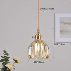 Nordic Round Glass Pendant Light with Brass Accent - 1-Light for Living Room