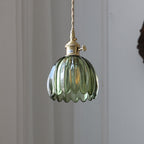 Nordic Round Glass Pendant Light with Brass Accent - 1-Light for Living Room