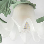 French Bellflower Leaf Ceramic Glass Shade 1-Light Semi-Flush Mount Ceiling Light
