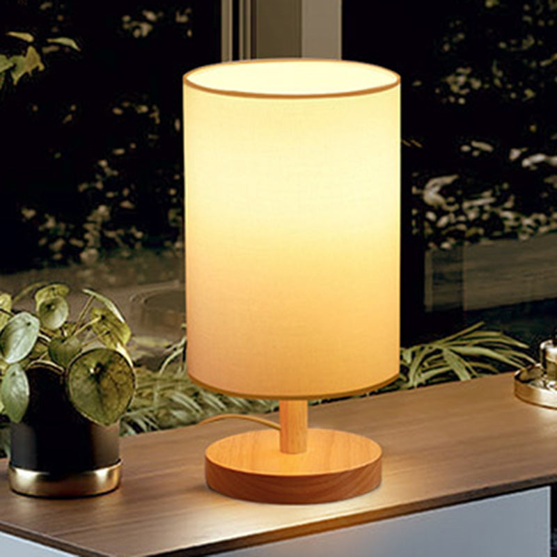 Premium Japanese Cylinder Wood Table Lamp - 1-Light Design for Living Room