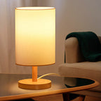 Premium Japanese Cylinder Wood Table Lamp - 1-Light Design for Living Room