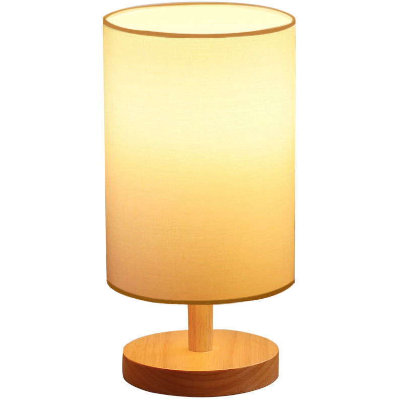 Premium Japanese Cylinder Wood Table Lamp - 1-Light Design for Living Room