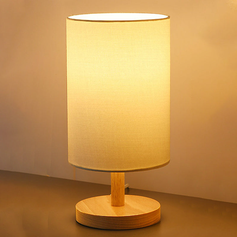 Premium Japanese Cylinder Wood Table Lamp - 1-Light Design for Living Room