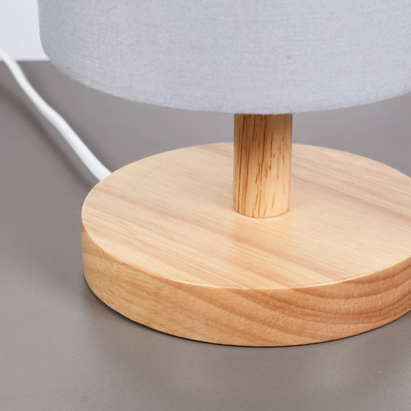 Premium Japanese Cylinder Wood Table Lamp - 1-Light Design for Living Room