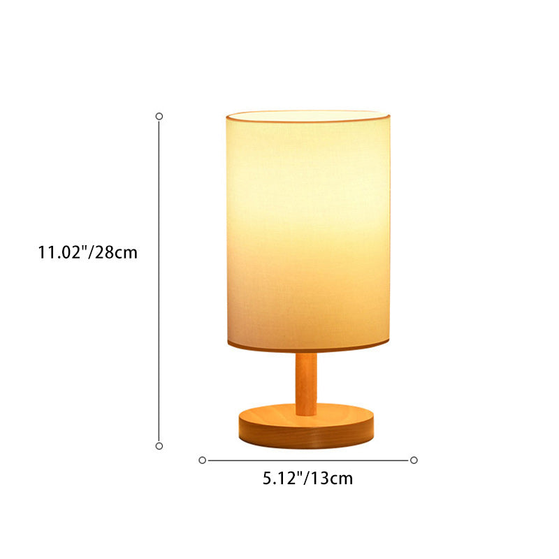 Premium Japanese Cylinder Wood Table Lamp - 1-Light Design for Living Room