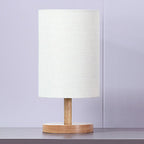 Premium Japanese Cylinder Wood Table Lamp - 1-Light Design for Living Room