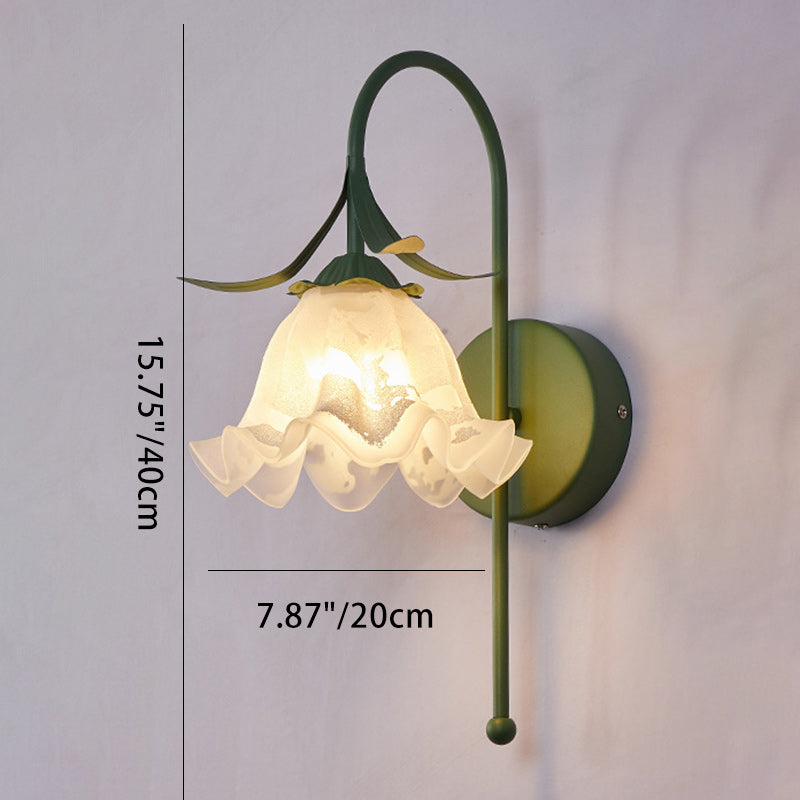 Retro Floral Iron & Glass Sconce
