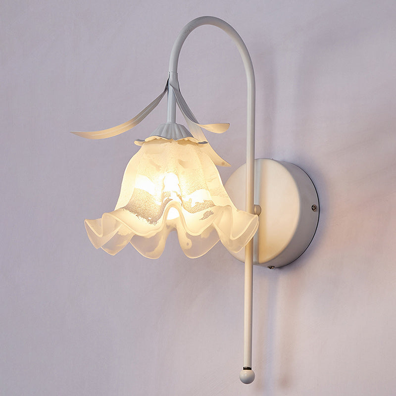 Retro Floral Iron & Glass Sconce