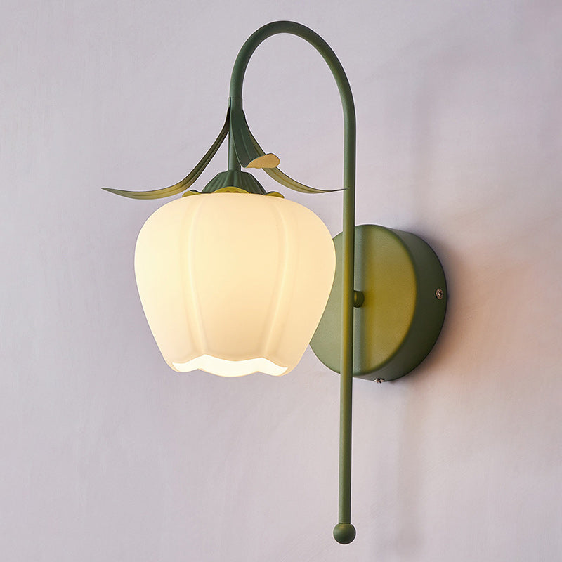 Retro Floral Iron & Glass Sconce