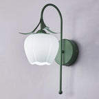 Retro Floral Iron & Glass Sconce