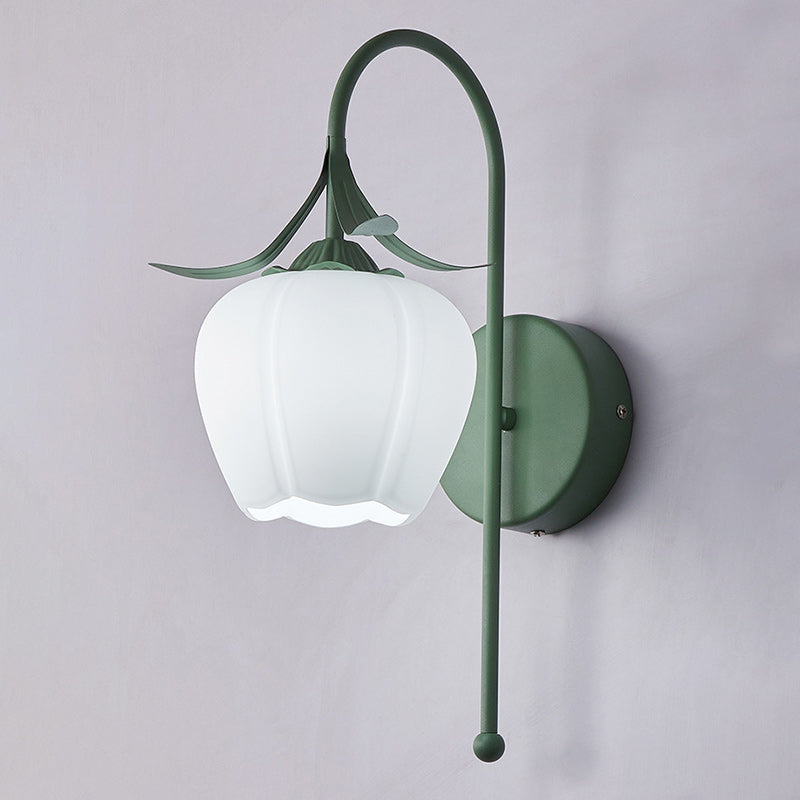 Retro Floral Iron & Glass Sconce